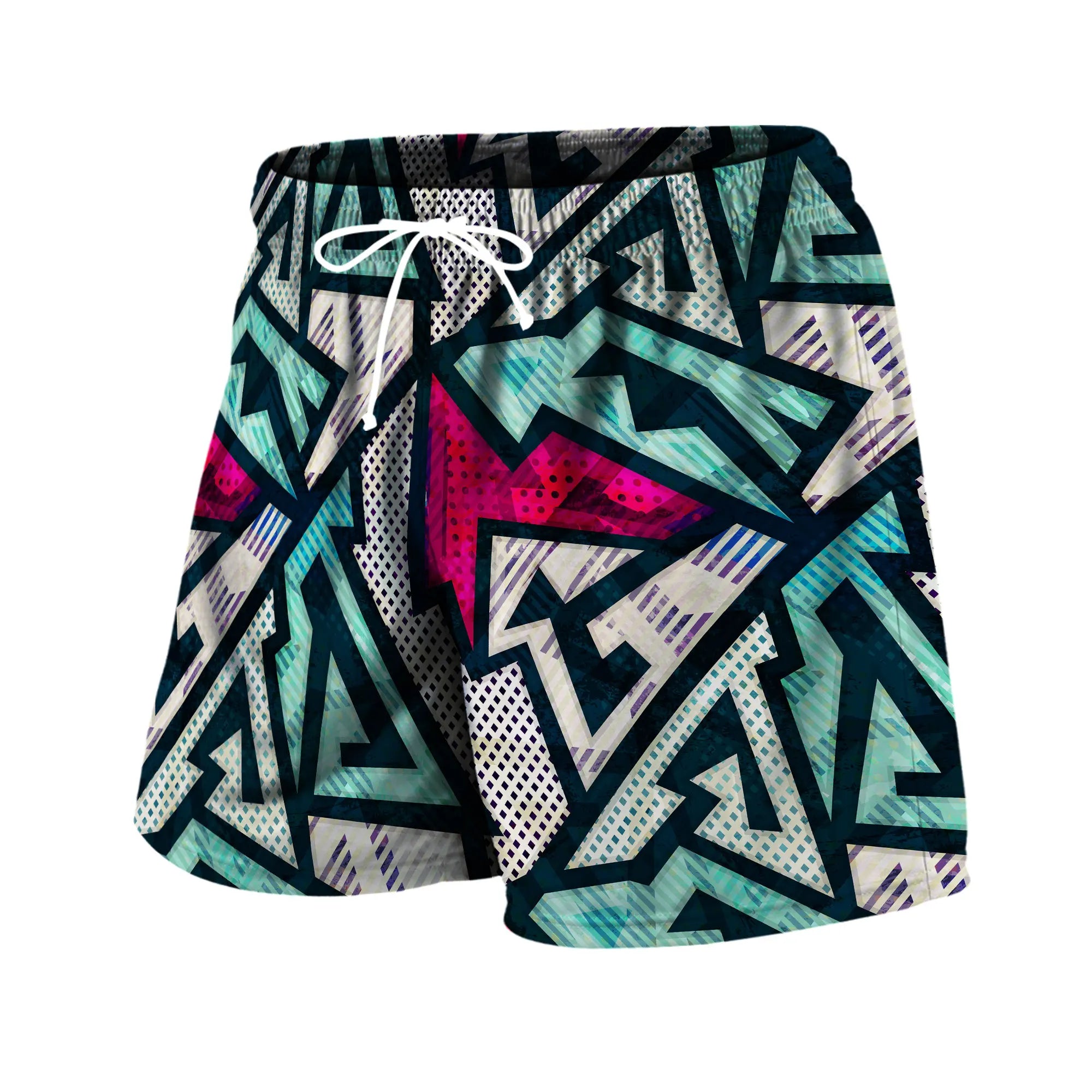 Personality Stripe Men's Beach Shorts Summer Color Block Casual Man Bottoms Sports Wear Breathable Short Pants Trend Streetwear