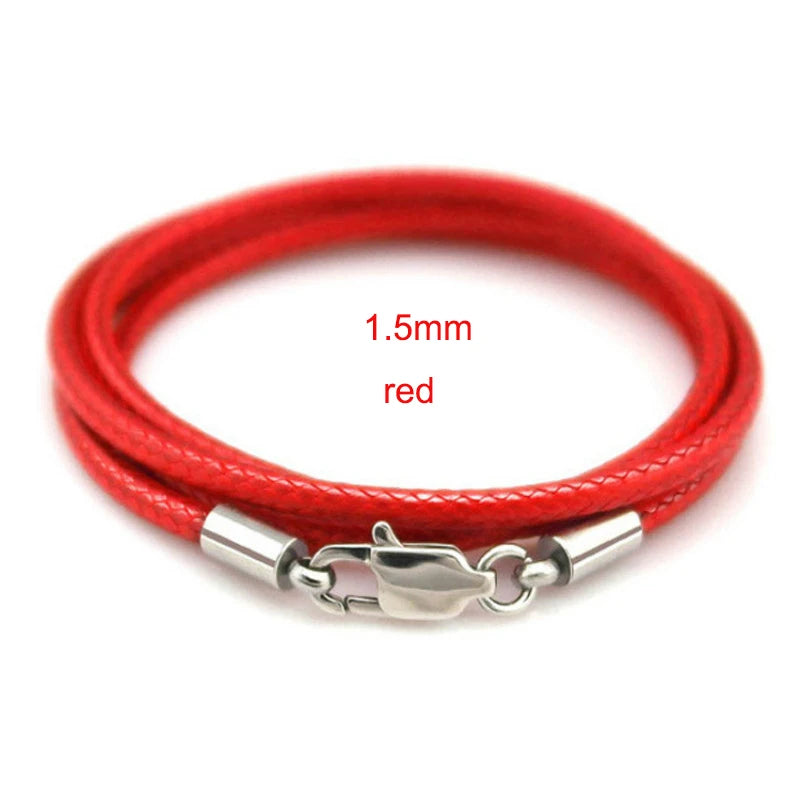 Leather Cord Waxed Rope Chain Necklace for Women Men Pendant with Stainless Steel Lobster Clasp Connector Snake Collar 40-70cm
