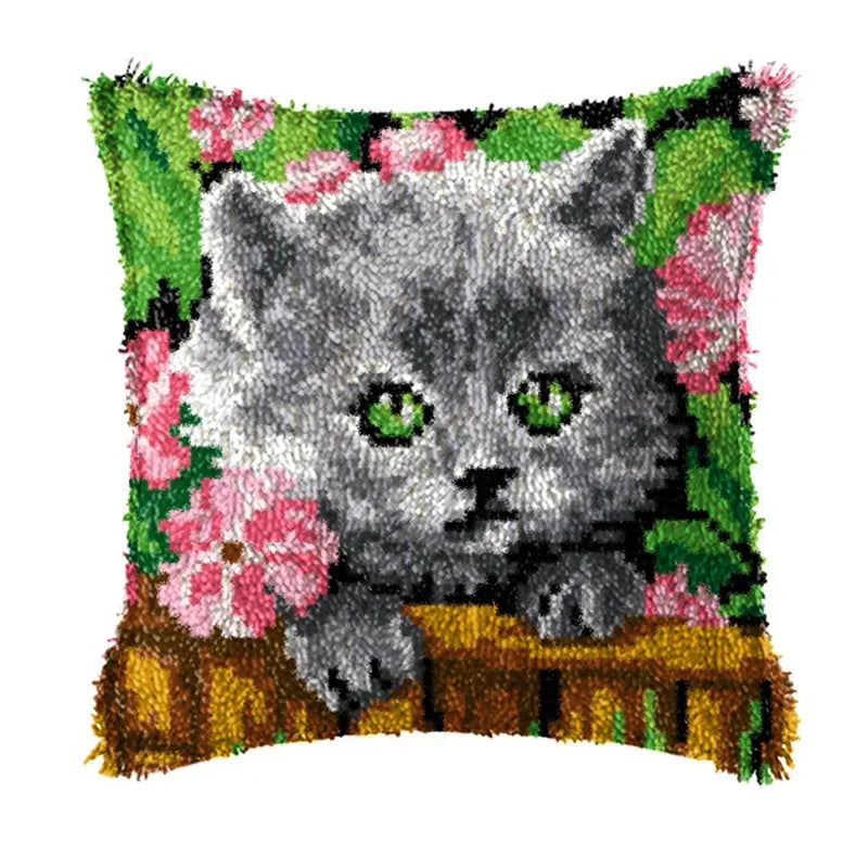 Cats Latch Hook Kits Pillow Cover