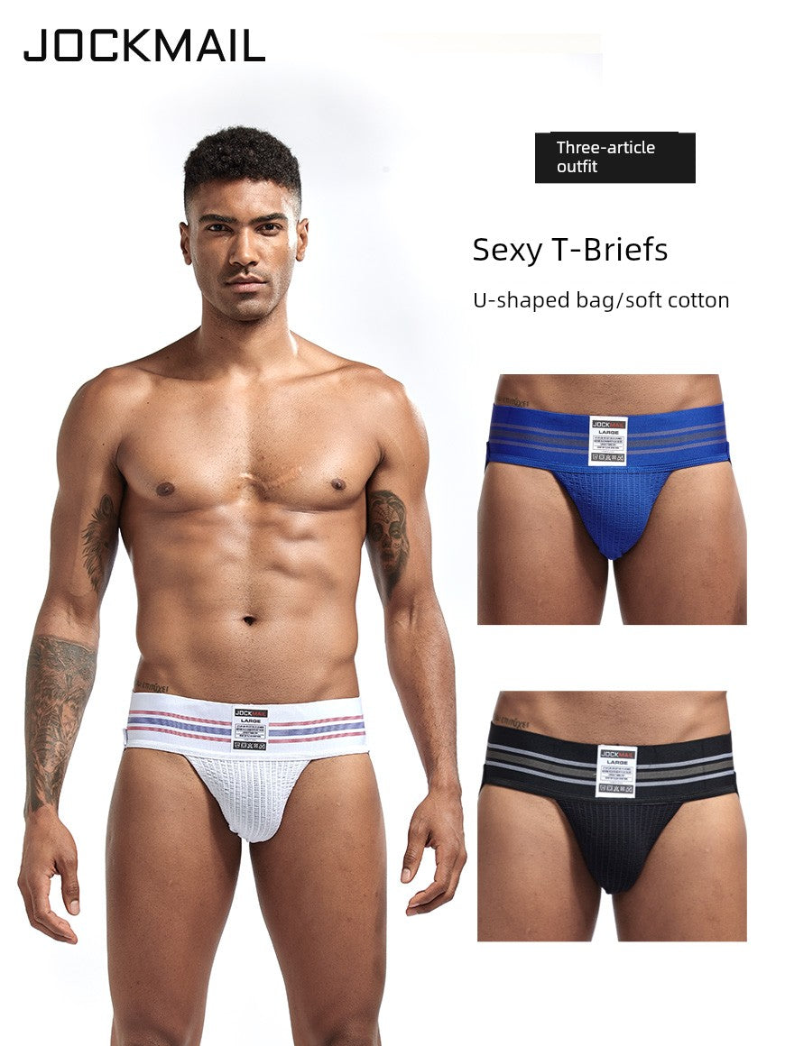 Jockmail Men’s Cotton Blend Breathable Jockstrap – Plaid Waistband, U-Convex Pouch Support