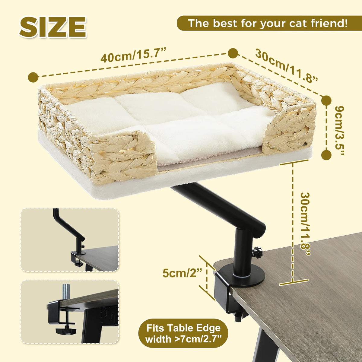 Cat Desk Bed, 360° Rotatable Cat Bed Stand