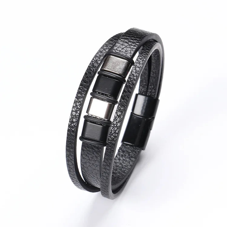 Trendy Leather Bracelets Men Stainless Steel Multilayer Braided Rope Bracelets For Male Bracelets Jewelry Pulsera Hombre