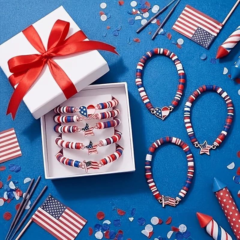 USA 250th Birthday Elastic Bracelet 4th of July Independence Day