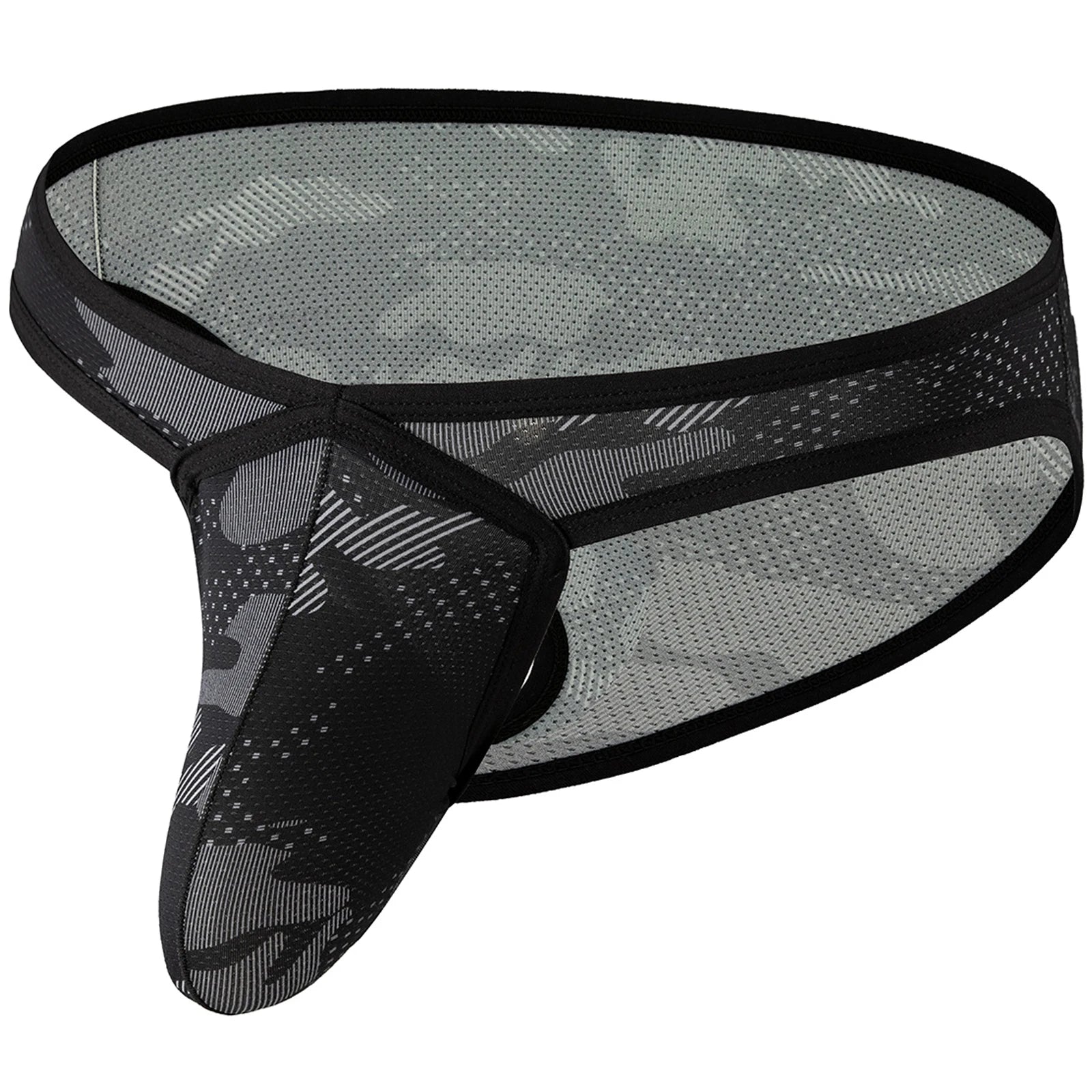 Hot Men Sexy Big Large Pouches Camouflage Panties G-string Convex Pouch Gay Fetish Bikini Briefs Mesh Solid Penis Pouch Lingerie