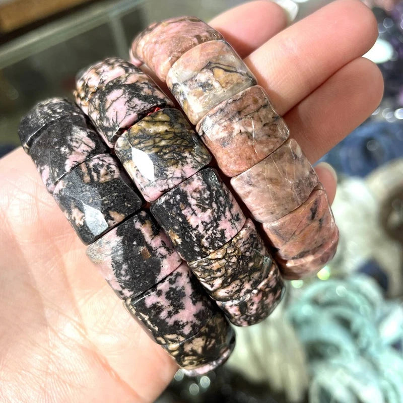 2024 New Natural Stone Lapis Lazuli Amazon Tiger Eye Agate Morgan Faced Square Elastic Bracelet for Men and Women Charm Jewelry