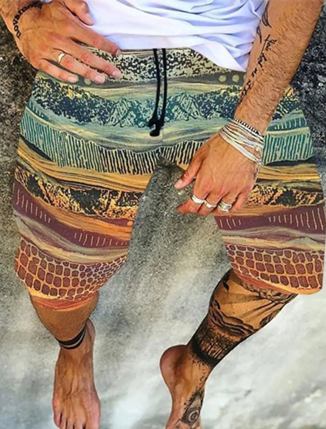 Men's Retro Swim Trunks 3D Ethnic Style Printed Beach Shorts Quick Dry Outdoor Leisure Sports Shorts Swimwear Men's Shorts