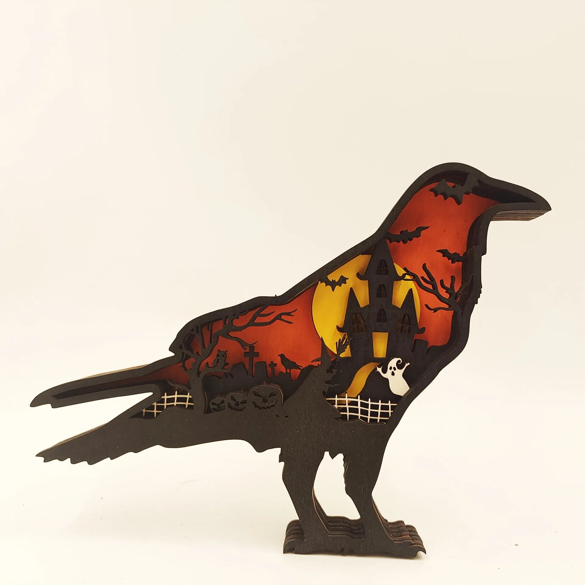 Wooden Hollow Christmas Animal Carving Desktop Home Craft Butterfly Ornament Living Room Decorative Accessory