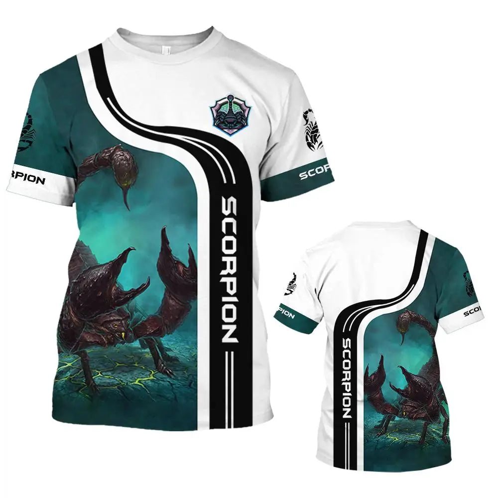 Animal Men's T Shirt Summer Short Sleeve Scorpion 3D Print Funny T-Shirts Fashion Casual Male Sportshirt Oversized Mens Clothing