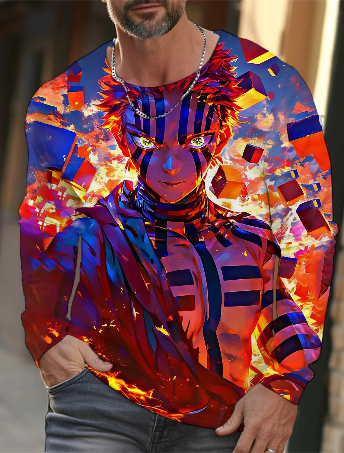 Men's long-sleeved T-shirt 3D printing anime printing men's long-sleeved T-shirt autumn tops HD pattern printing T-shirt