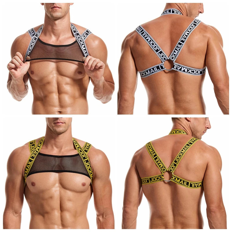 Man Harness Sissy Fetish Man Rave Costumes Lingerie Sexy Men Strap Shoulder Bondage Chest Elastic Belt Erotic Hombre Hollow