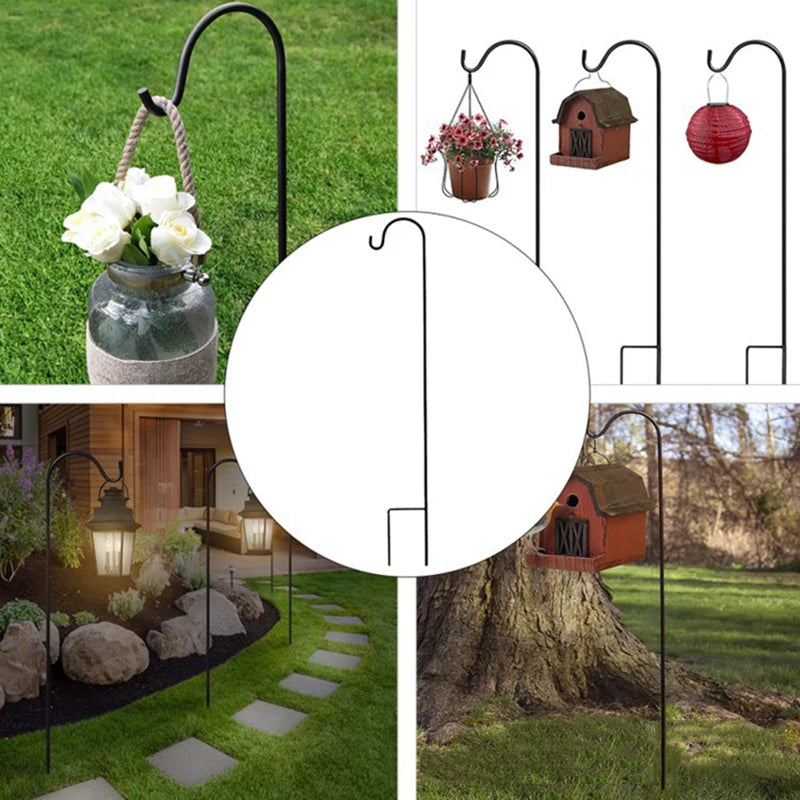Shepherd Hooks Iron Craft Hooks Garden Decorative Patio Lightshook Outdoor Rustproof Floor Pole Curved Iron Hooks