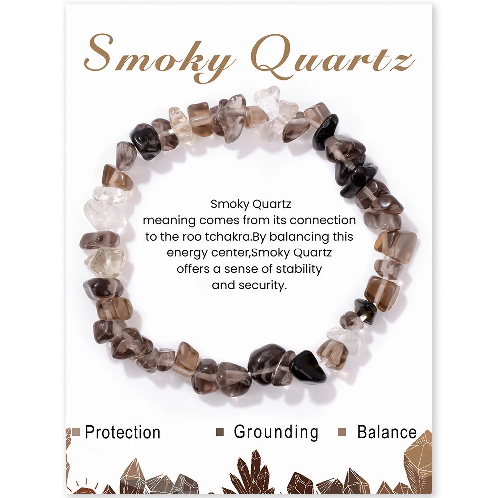 Irregular Chip Gravel Stone Bracelet With Card Fashion Natural Agates Carnelian Amazonite Gem Stone Stretch Bangle Jewelry Gift