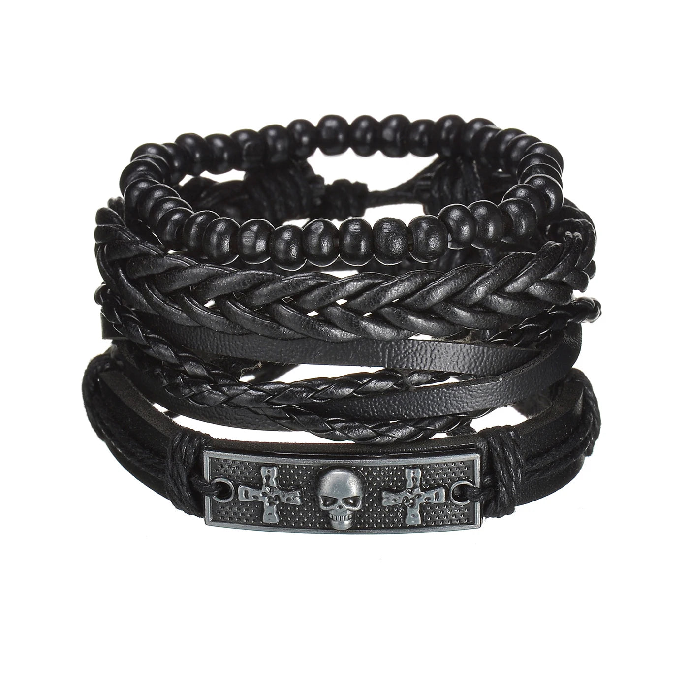 MeMolissa New Fashion Braided Wrap Leather Bracelets for Men High Quality Vintage Charm Wood Beads Ethnic Tribal Wristbands