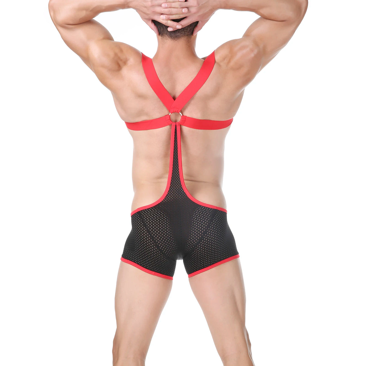 Men Wrestling Singlet Breathable Mesh Jumpsuit Fitness Sports Leotard Underwear Man Backless Elastic Bodysuits Gyms Sportswear