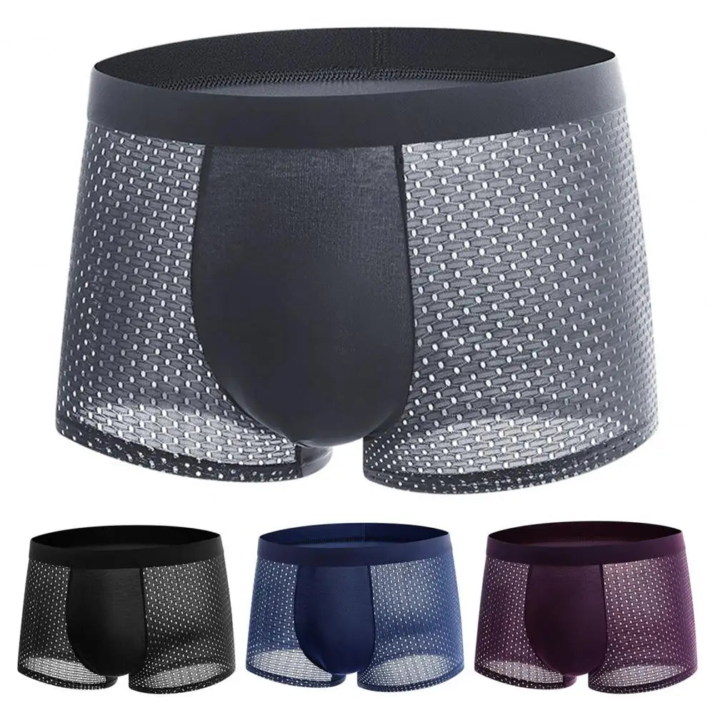 Ice Silk Mesh Shorts Panties Men Slim Fit Boxer Briefs Comfortable Moisture-wicking Boxer Briefs For Men Underpants Underwear
