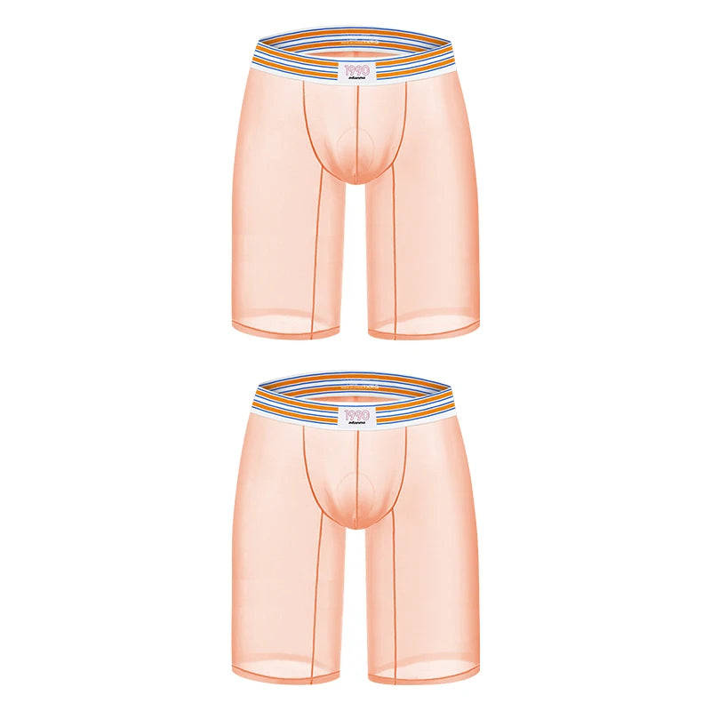 1/2/3PCS Men's Ice Silk Boxers Transparent Boxers 0.01 Ultra-thin Fabric See Through Underpants Seamless Underwear Boxer Shorts