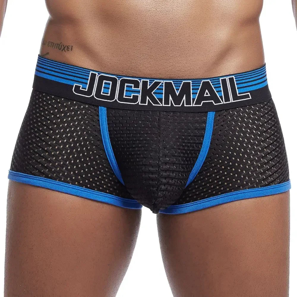 JOCKMAIL Mens Boxer Sexy Underwear Soft Underpants Male Panties 3D Pouch Boxer Shorts Pants Short Mesh Breathable Quick Drying