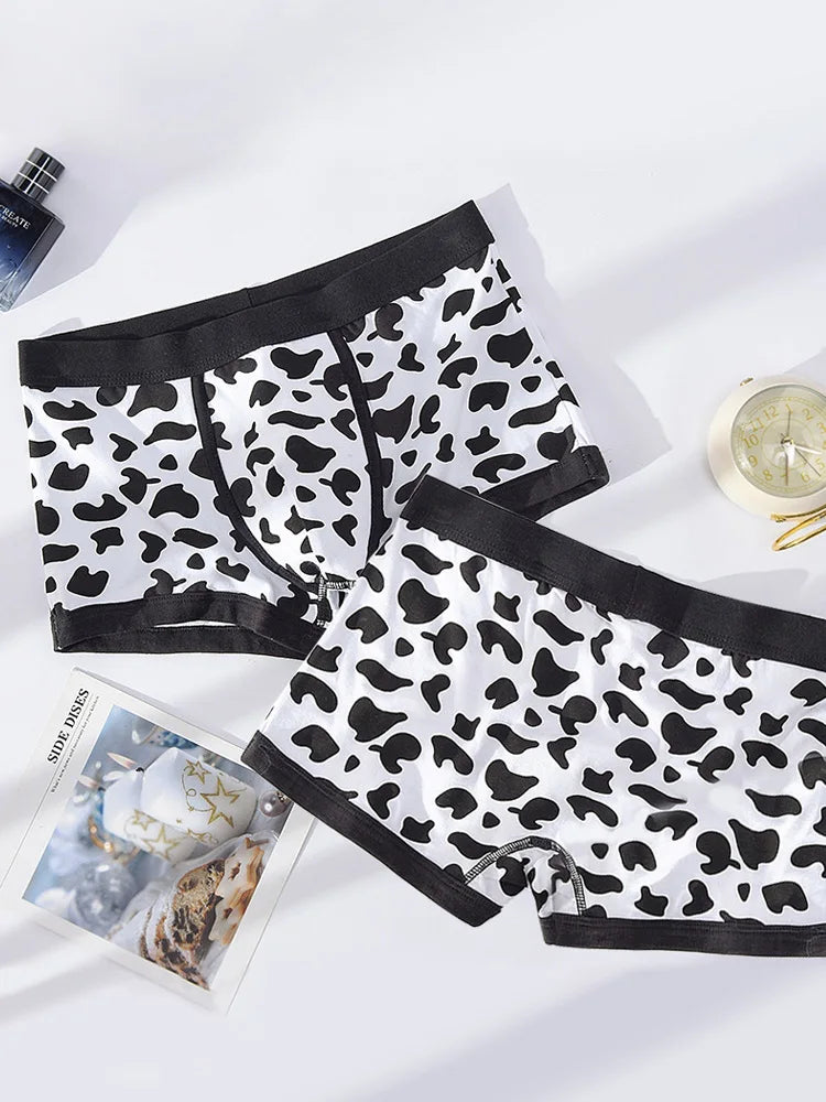 Men Sports Boxers Underwear Underpants Sport Black L XL XXL Cartoon Cow Printing Ventilate Fashion Fitness Casual Comfortable