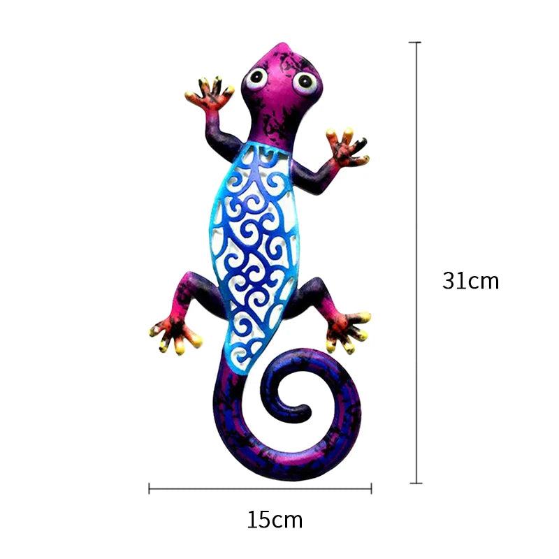 Hanging Metal Gecko Wall Decor Gecko Art Craft Sculptures Lizard For Outdoor Backyard Porch Lawn Garden Home Wall Decoration