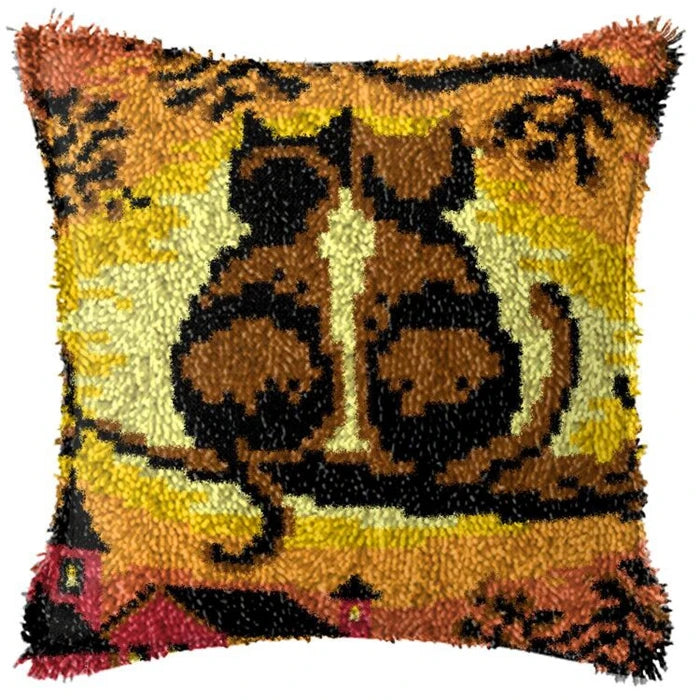 Cats Latch Hook Kits Pillow Cover
