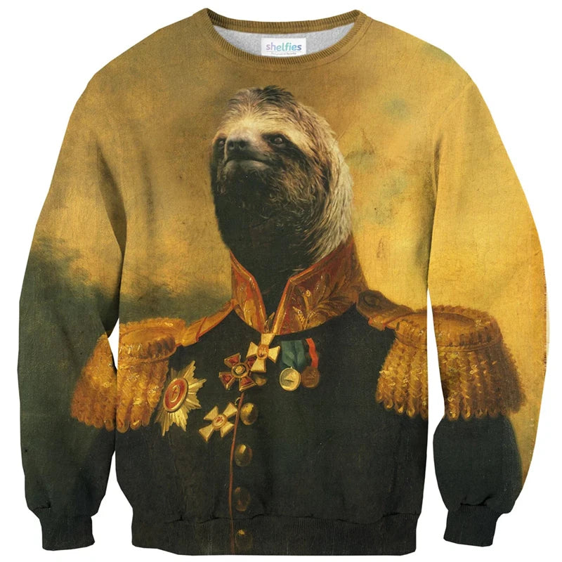 Funny Animal Pattern Sweatshirt Men's Clothing Hip Hop Cool Street Pullover Top 3D Print Cute Pig Sloth General Harajuku Hoodie