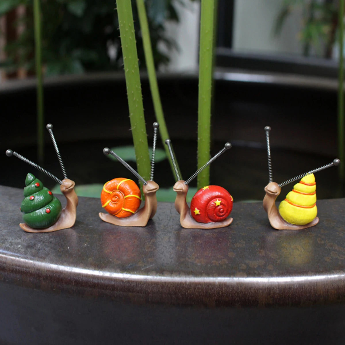 4pcs, Mini Snail Sculpture Bonsai Decorations,Garden Home Decoration Resin Crafts, Outside Decor, Outdoor Decor,Yard Art Ornamen
