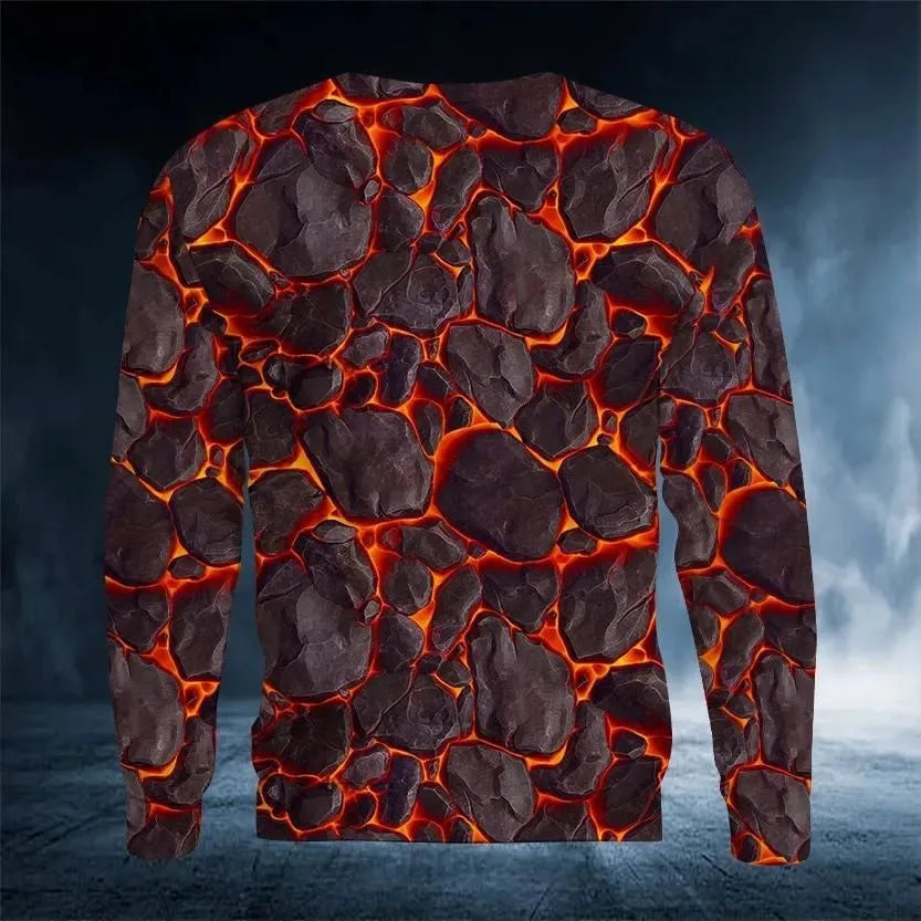 2023 New Men's Autumn Round Neck Long Sleeve T-shirt =Retro Skull 3D Pattern Print T Shirts Casual Fashion Tops Men Clothing