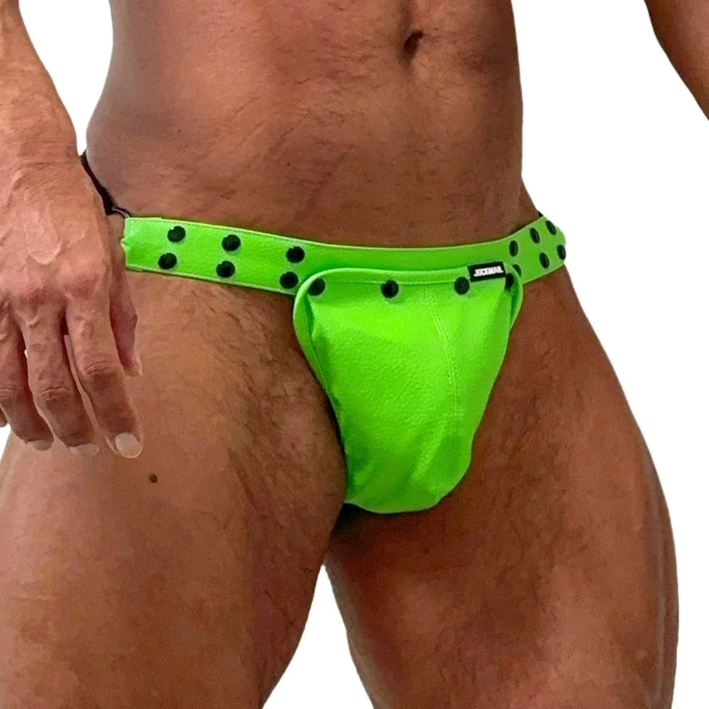 Men's Leather Tri Harness Chest Armor Buckles Adjustable Size Removable Pouch Faux Leather Jockstrap Gay Underwear Costumes