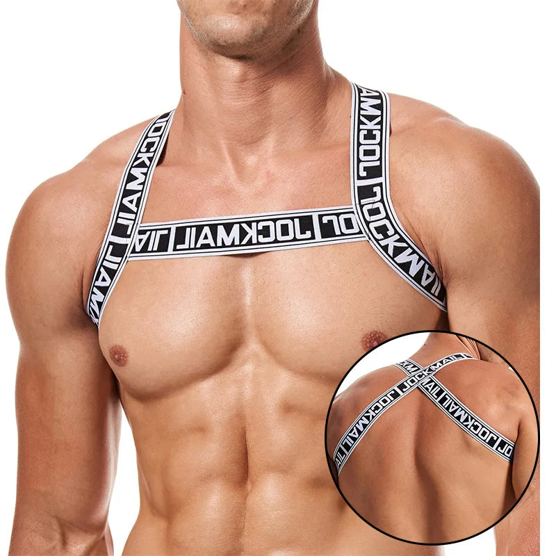 Man Harness Sissy Fetish Man Rave Costumes Lingerie Sexy Men Strap Shoulder Bondage Chest Elastic Belt Erotic Hombre Hollow