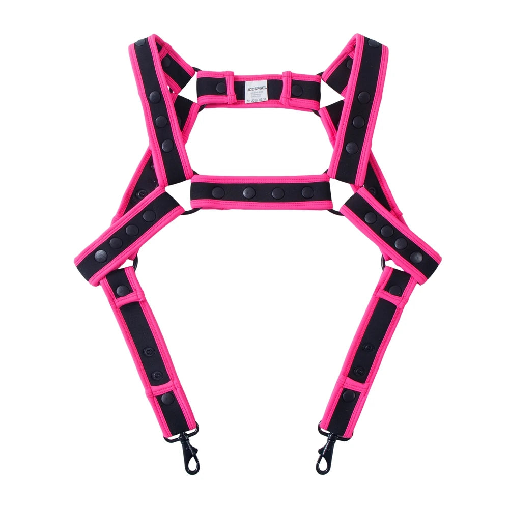 Men Elastic Crop Top Jockstrap Hollow Two Piece Lingerie Set Bodysuit Sexy Adjust Fetish Elastic High Waist Garter Body Harness