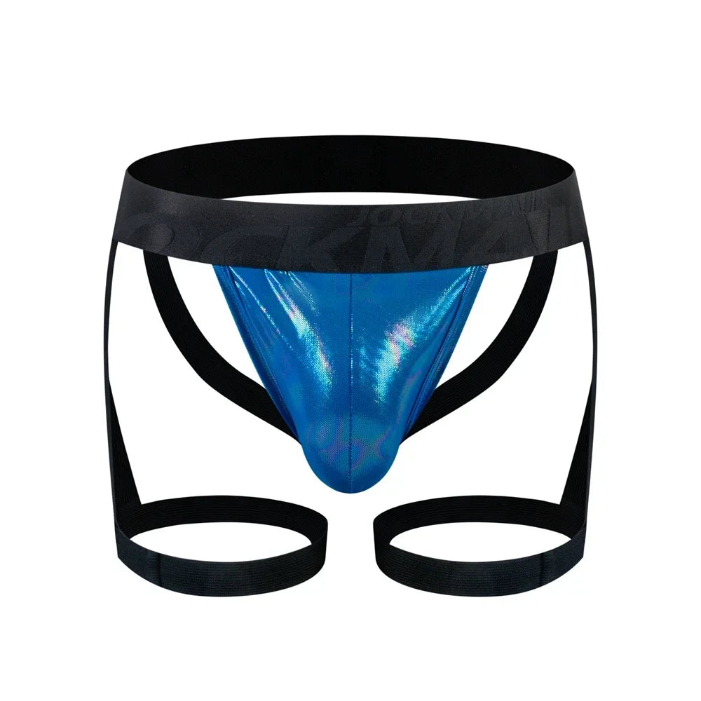 PU Men Sexy G String Thong Erotic Jockstrap Bondage Underwear Penis Pouch Strap Harness Lingerie Hollow Underpants