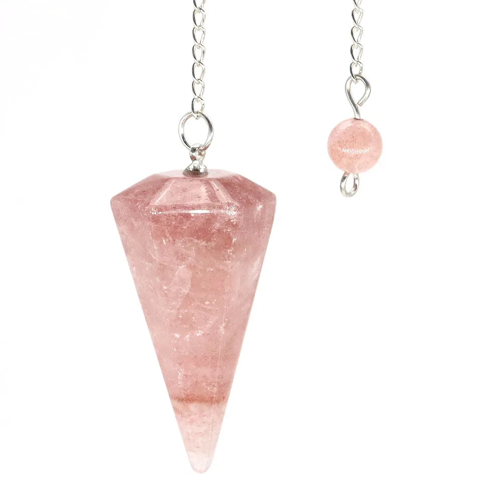 Natural Crystal Pendulums for Divination Dowsing Amethyst Pink Quartz Pendulum Reiki Healing Gem Stone Pendant Pendulos