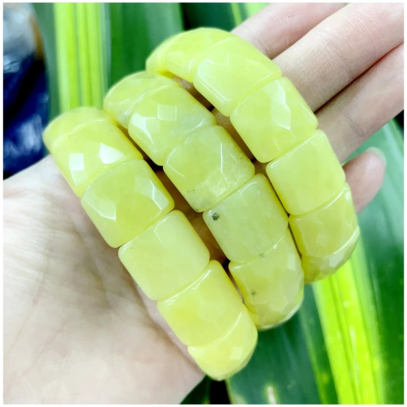 2024 New Natural Stone Lapis Lazuli Amazon Tiger Eye Agate Morgan Faced Square Elastic Bracelet for Men and Women Charm Jewelry