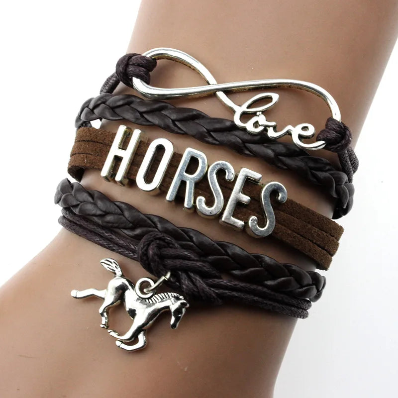 DIY Handmade Horse Charm Pendant Bracelet Trendy Animal Charms Jewelry for Equestrian Fans