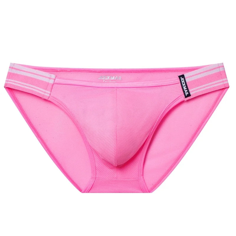 Men Bikini Briefs Sexy Underwear Gay Panties Comfortable Penis Pouch Slip Hombre Cuecas Male Underpants Nylon Mesh Quick Dry