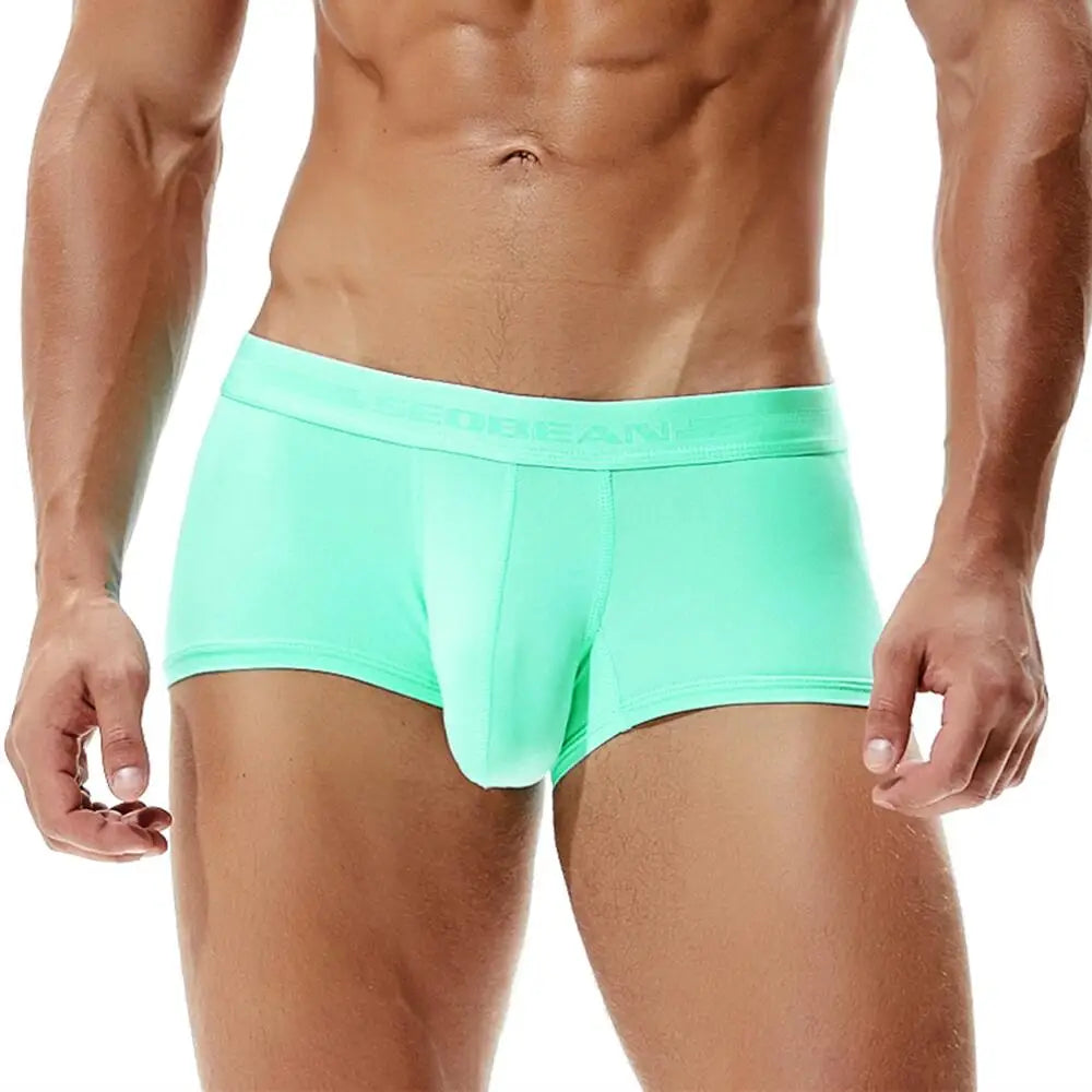SEOBEAN Mens Boxers Sexy Underwear Men Underpants U convex Pouch Male Panties Low Waist Solid Boxer Shorts