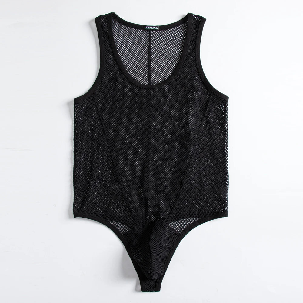 JOCKMAIL Men's Sexy Mesh Jockstrap Underwear Bodysuit Suspender Jumpsuits Man Harness Gay Underwear Mens Lingerie Sissy Panties