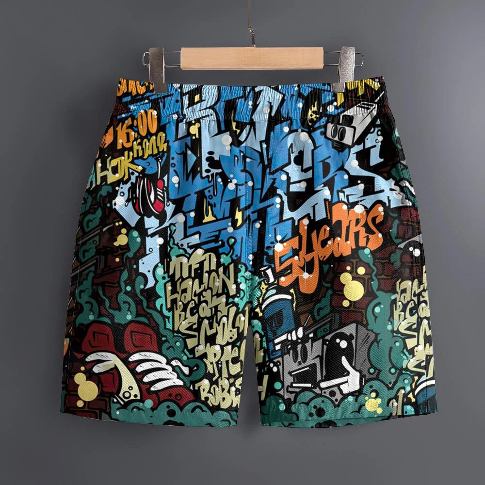 Men's Hawaiian 3D Comic Cartoon Pattern Beach Shorts Quick Dry Outdoor Leisure Sports Shorts Fashion Men's Shorts