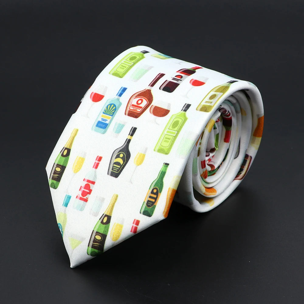 New Design Novelty Mens Ties Soft Skinny Necktie Lips Skull Fish Hamburger Patten Print Ties For Men Wedding Party Accessories