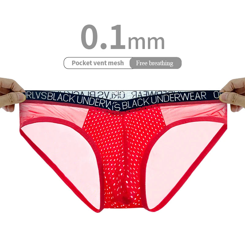 Transparent Men's Underwear Briefs Comfortable Low Wasit Ice Silk Sexy Men Panties Quick Dry Breathable antibacterial Underpants