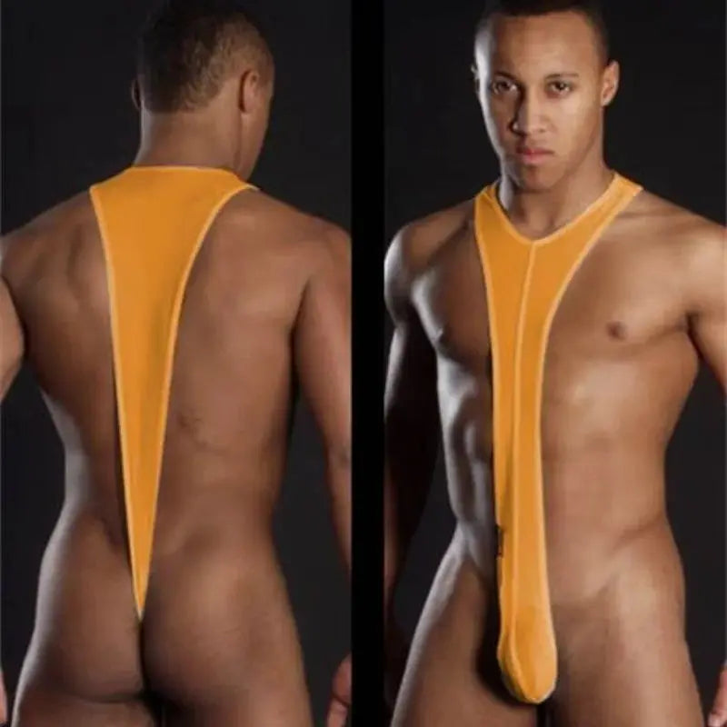 GUUOAT Gay Pornographic Bodysuit for Men Overall Pullover Fun Underwear Strap Pants Latex Male Fetishism Secret Brief Small Bag