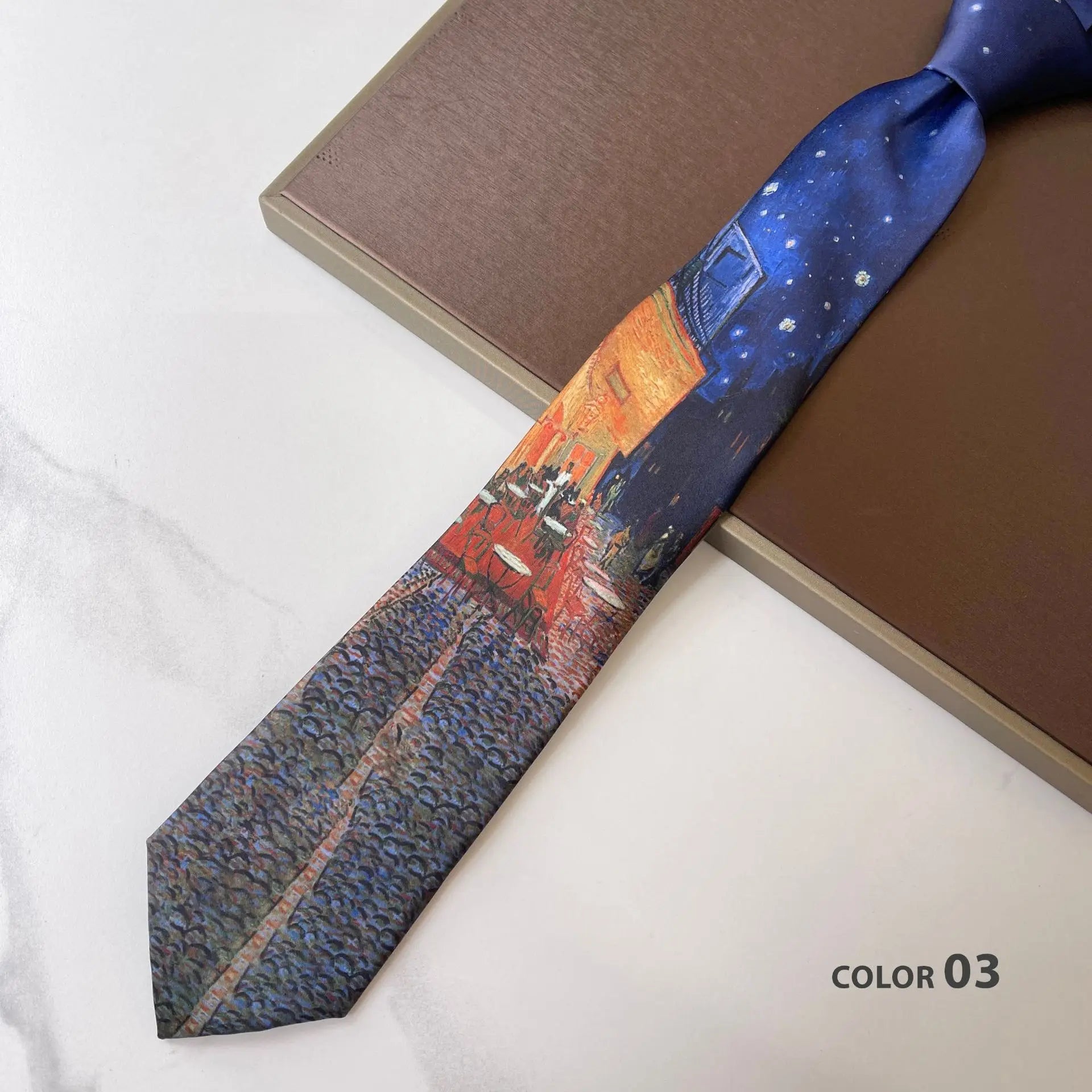 2024 New Retro Creative Oil Painting Colorful Necktie Men Women 8cm Flower Neck Ties Literary Style Polyester Casual Cravat Gift