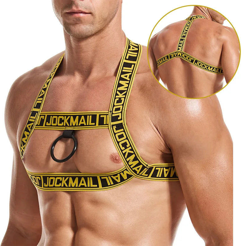 Man Harness Sissy Fetish Man Rave Costumes Lingerie Sexy Men Strap Shoulder Bondage Chest Elastic Belt Erotic Hombre Hollow