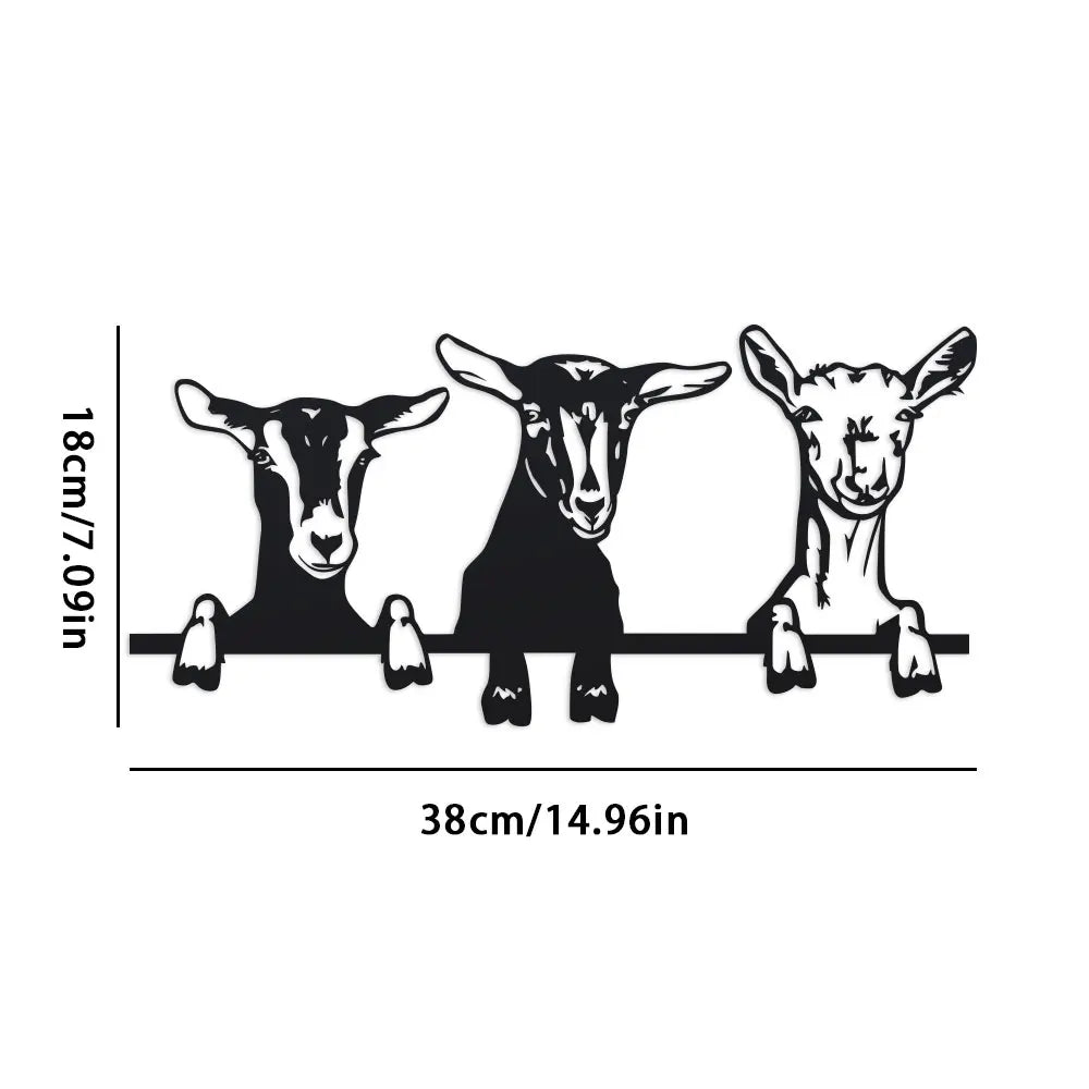 1Pc Indoor/Outdoor Iron Chic Goat Metal Wall Art for Living Room, Home & Garden, for Spring