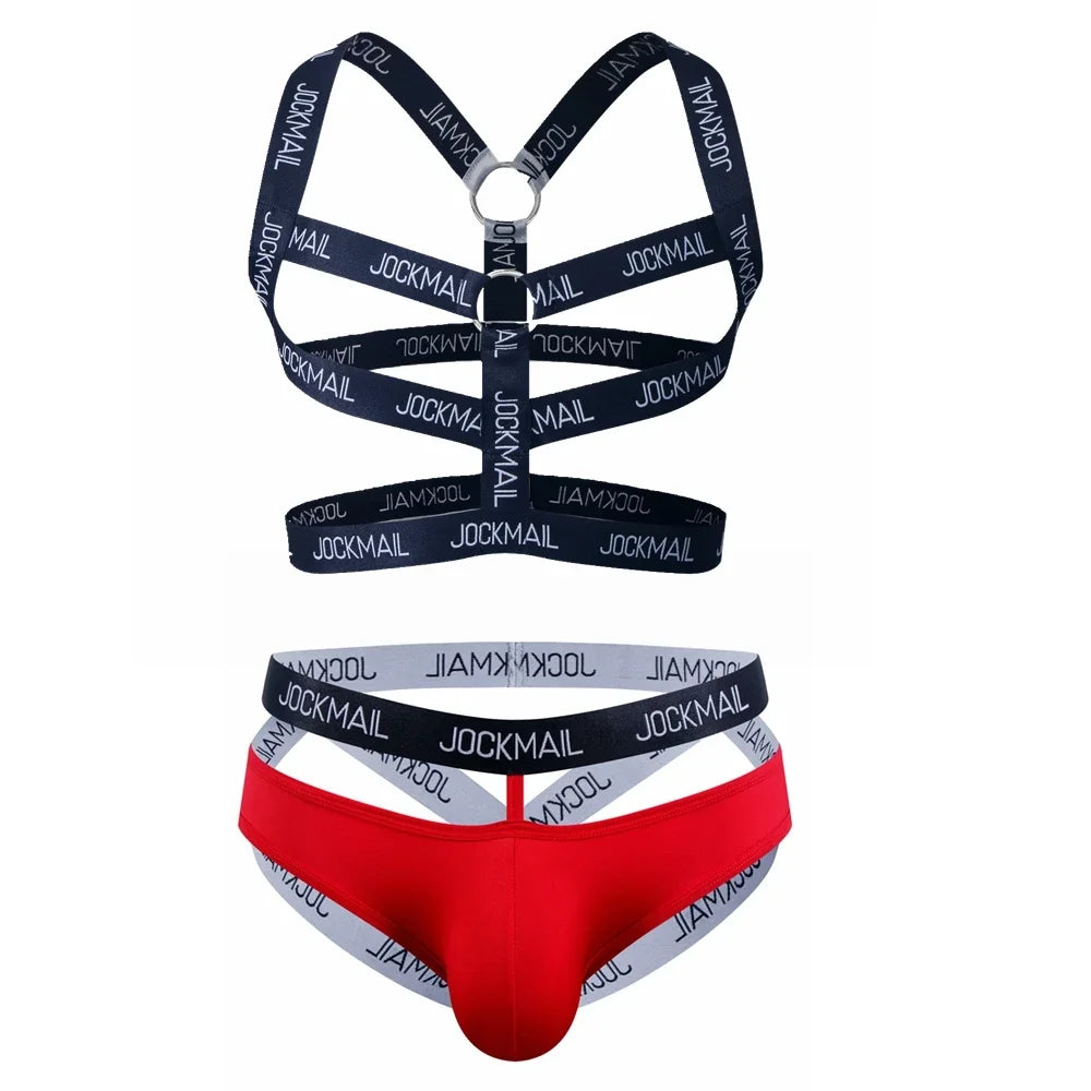 Sets Men Body Bondage Lingerie Sexy Harness Bodysuit and Jockstrap Gay Underwear Mens Lingerie Sissy Panties Costume Hombre