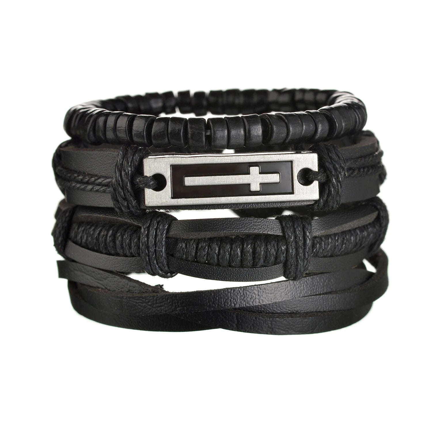 MeMolissa New Fashion Braided Wrap Leather Bracelets for Men High Quality Vintage Charm Wood Beads Ethnic Tribal Wristbands