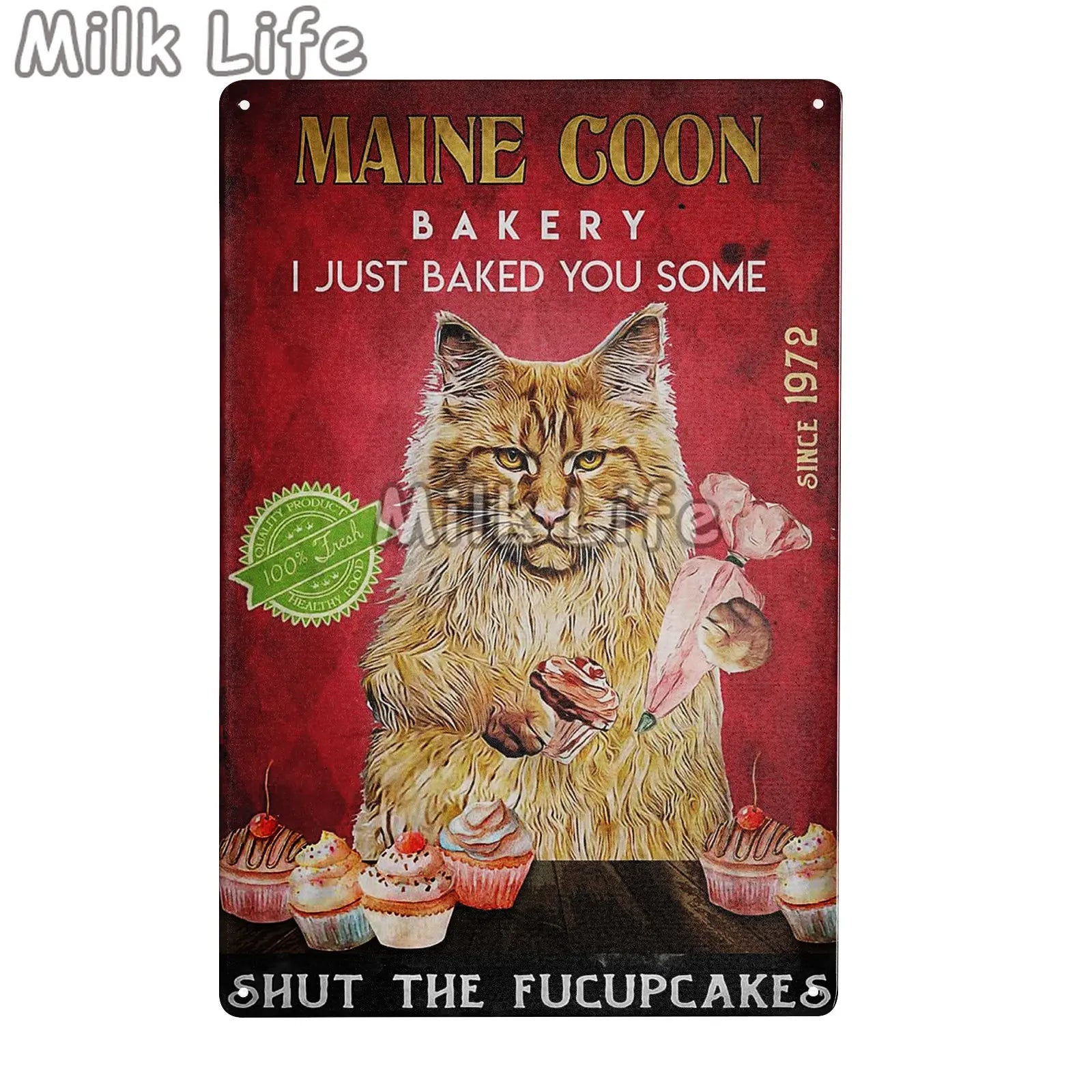 Maine Coon Cat Cafe Decoration Wall Metal Plaque