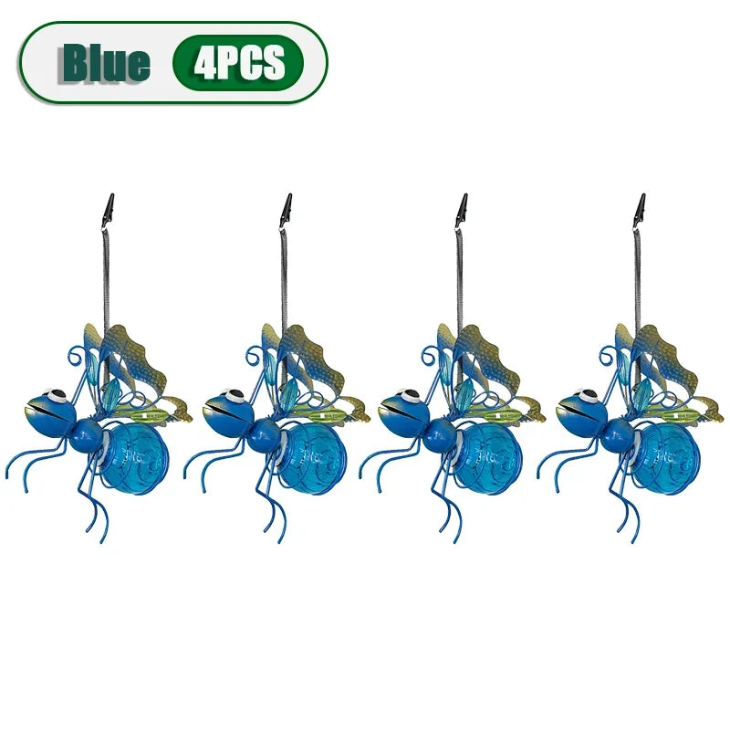 5PCS Solar-Powered Hanging Metal Ladybug Light Garden Decor Lady Sculpture with Bouncy Springs Summer Outdoor Art Decorations