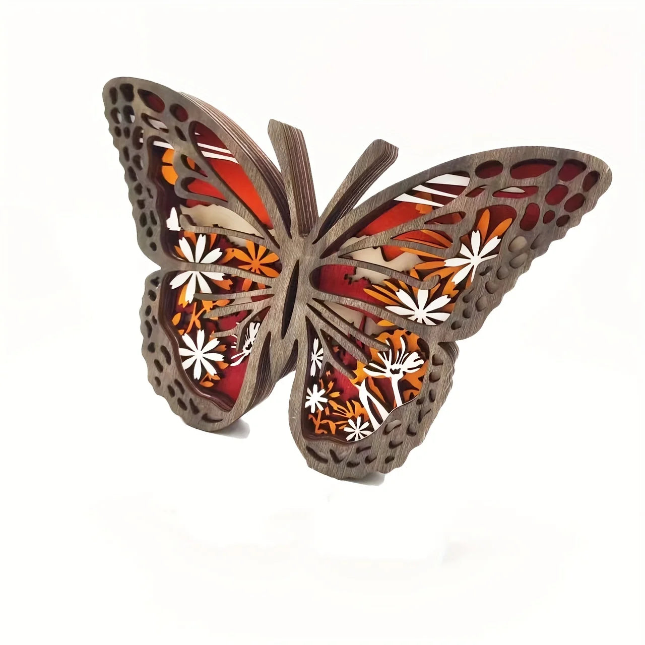 Wooden Hollow Christmas Animal Carving Desktop Home Craft Butterfly Ornament Living Room Decorative Accessory