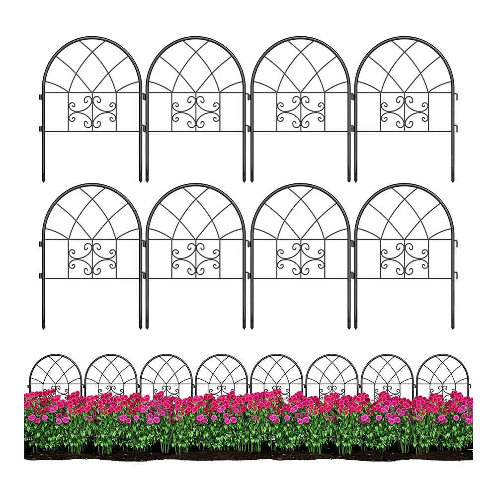 Garden Fence Border 19.68 X 25.75inch Arched Rustproof Metal No Dig Fence, Ground Stake Animal Barrier Fence for Rabbit Dog